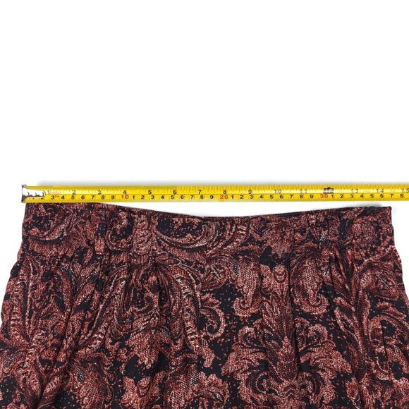 ZARA 100% Mulberry Silk Pleated Trouser Quiet Luxury Pants Red Paisley Print XS - Picture 3 of 8